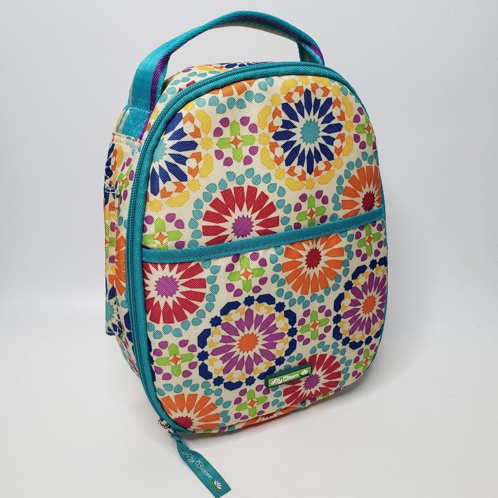 Lily Bloom‎ Cream Floral Zip Around Lunch Bag